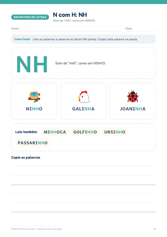 Página do encontro de letras NH