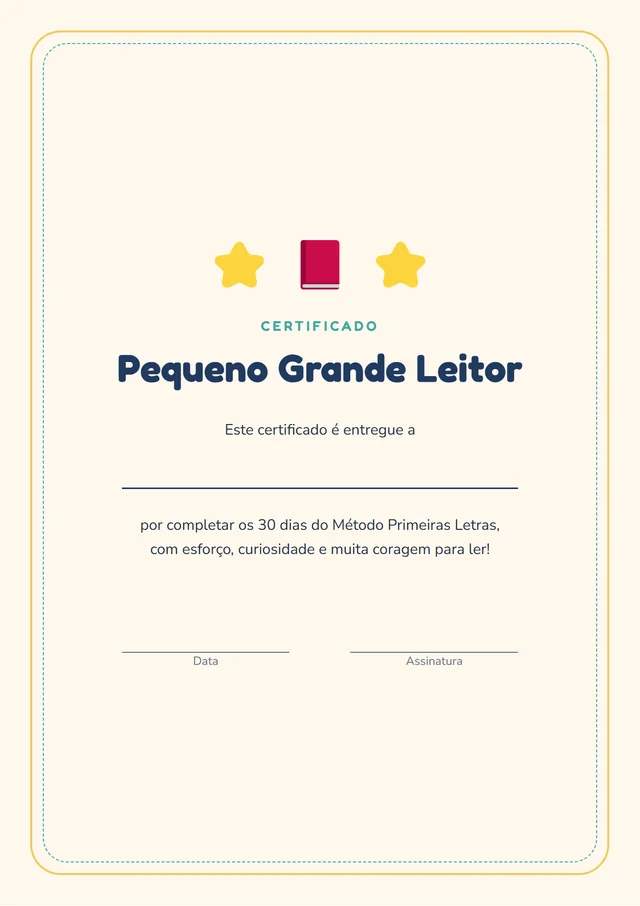 Certificado Pequeno Grande Leitor