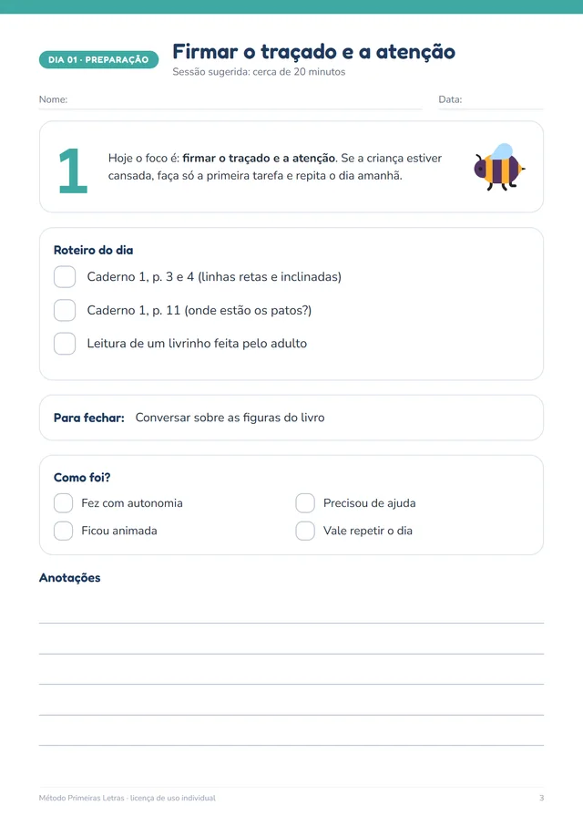 Página do dia 1 do plano de 30 dias